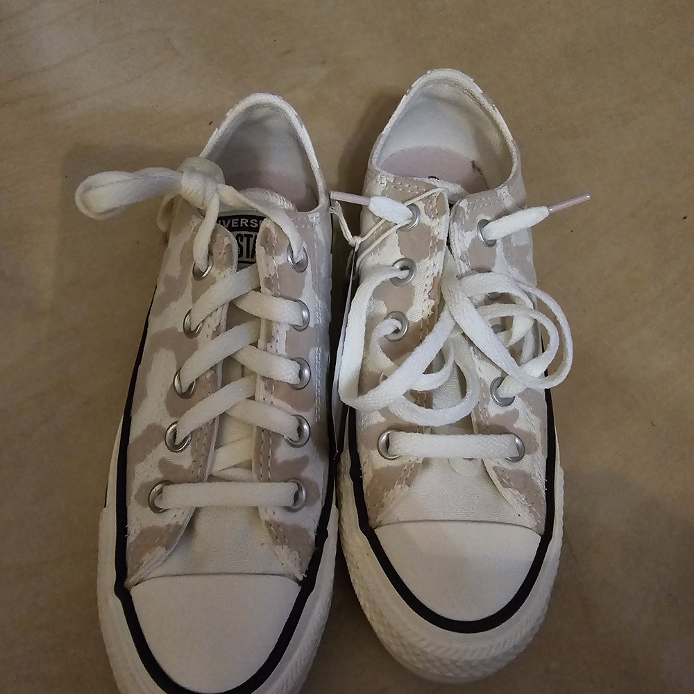 Converse Cream and White Low-Top Sneakers